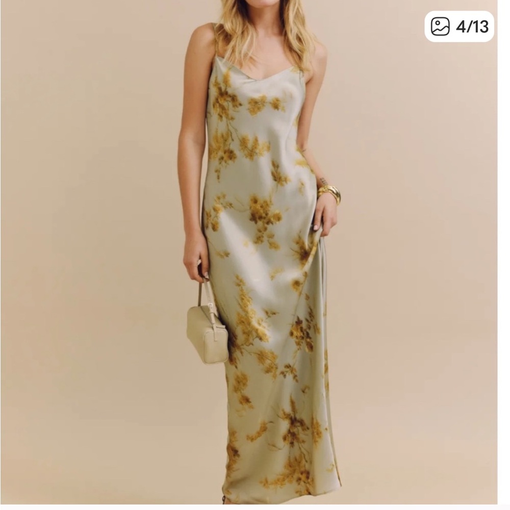 Reformation Parma silk maxi dress in golden hour